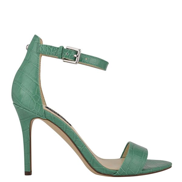 Nine West Mana Ankle Strap Green Heeled Sandals | South Africa 67Q22-1O82